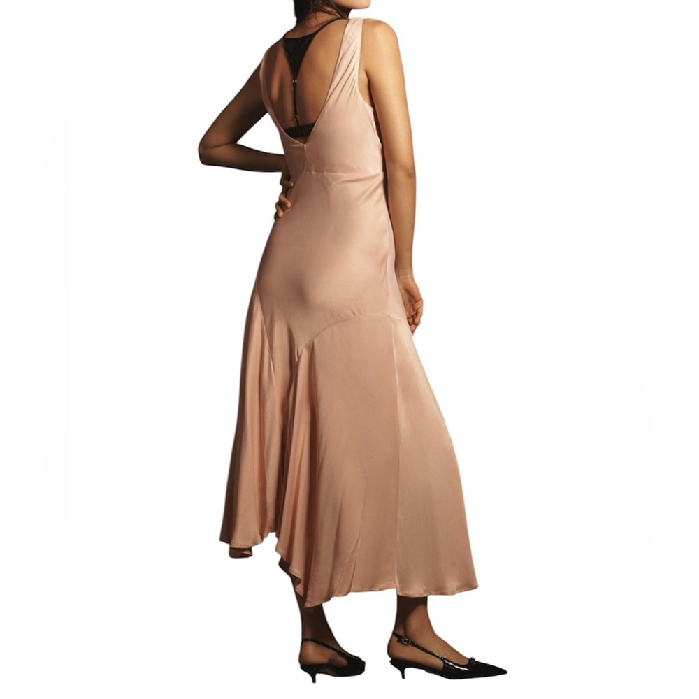 Anthropologie Cowl Neck Asymmetrical Twofer Dress Blush Pink Size XS - Picture 15 of 15